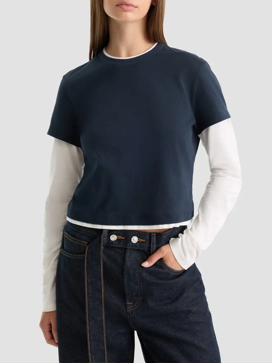 GOOD AMERICAN Women's Holiday The Combo Layered T-Shirt | Thumbnail 4