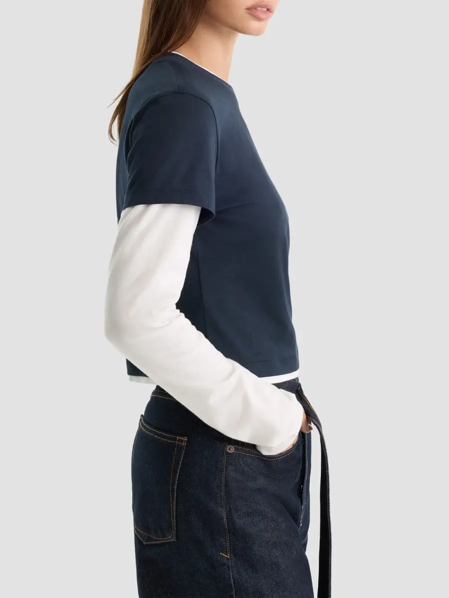 GOOD AMERICAN Women's Holiday The Combo Layered T-Shirt | Thumbnail 5