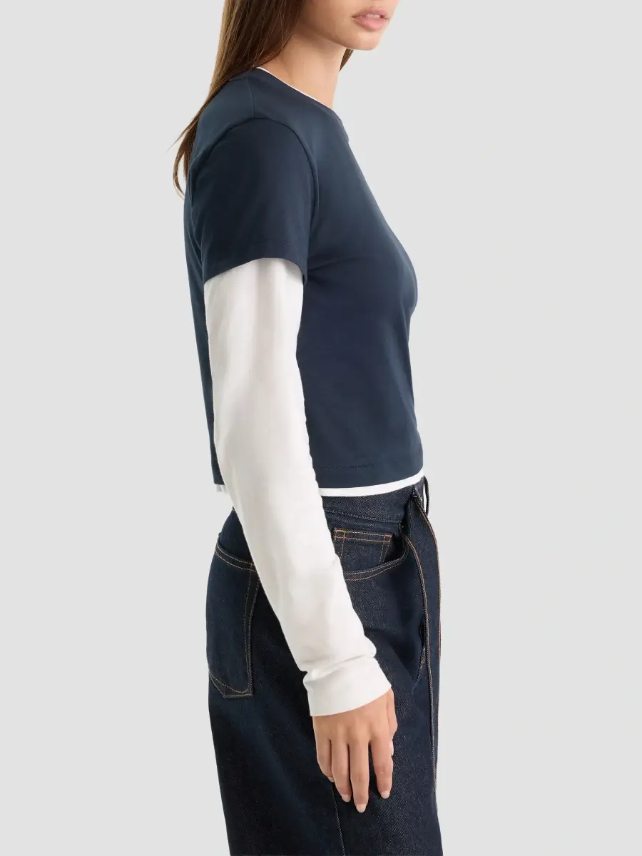 GOOD AMERICAN Women's Holiday The Combo Layered T-Shirt | Thumbnail 6