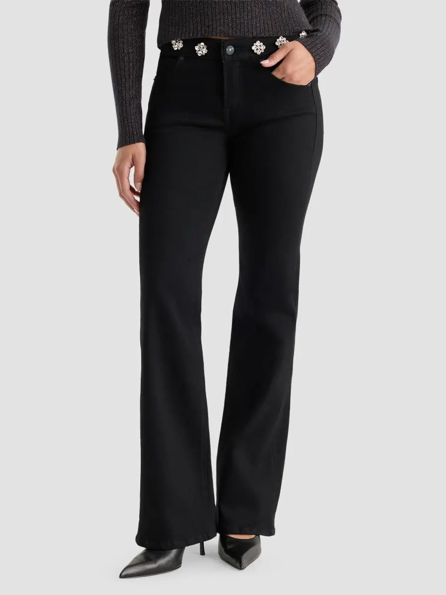 GOOD AMERICAN Women's Holiday Embellished Good Low-Rise Bootcut Jeans | Thumbnail 4 GOOD AMERICAN Women's Holiday Embellished Good Low-Rise Bootcut Jeans | Thumbnail 4