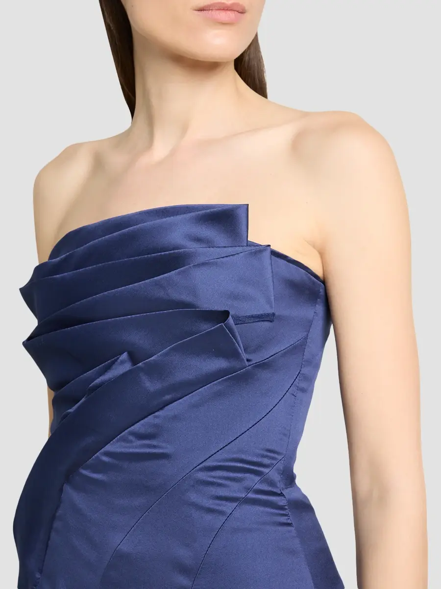 Talbot Runhof Women's Satin Pleated Strapless Gown | Thumbnail 5 Talbot Runhof Women's Satin Pleated Strapless Gown | Thumbnail 5