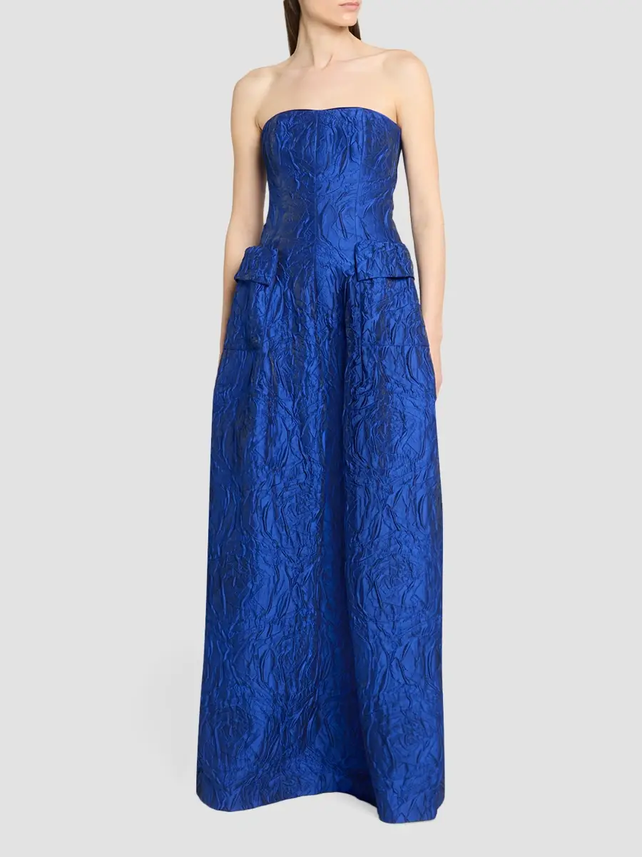 Talbot Runhof Women's Jacquard Strapless Ball Gown | Thumbnail 4 Talbot Runhof Women's Jacquard Strapless Ball Gown | Thumbnail 4