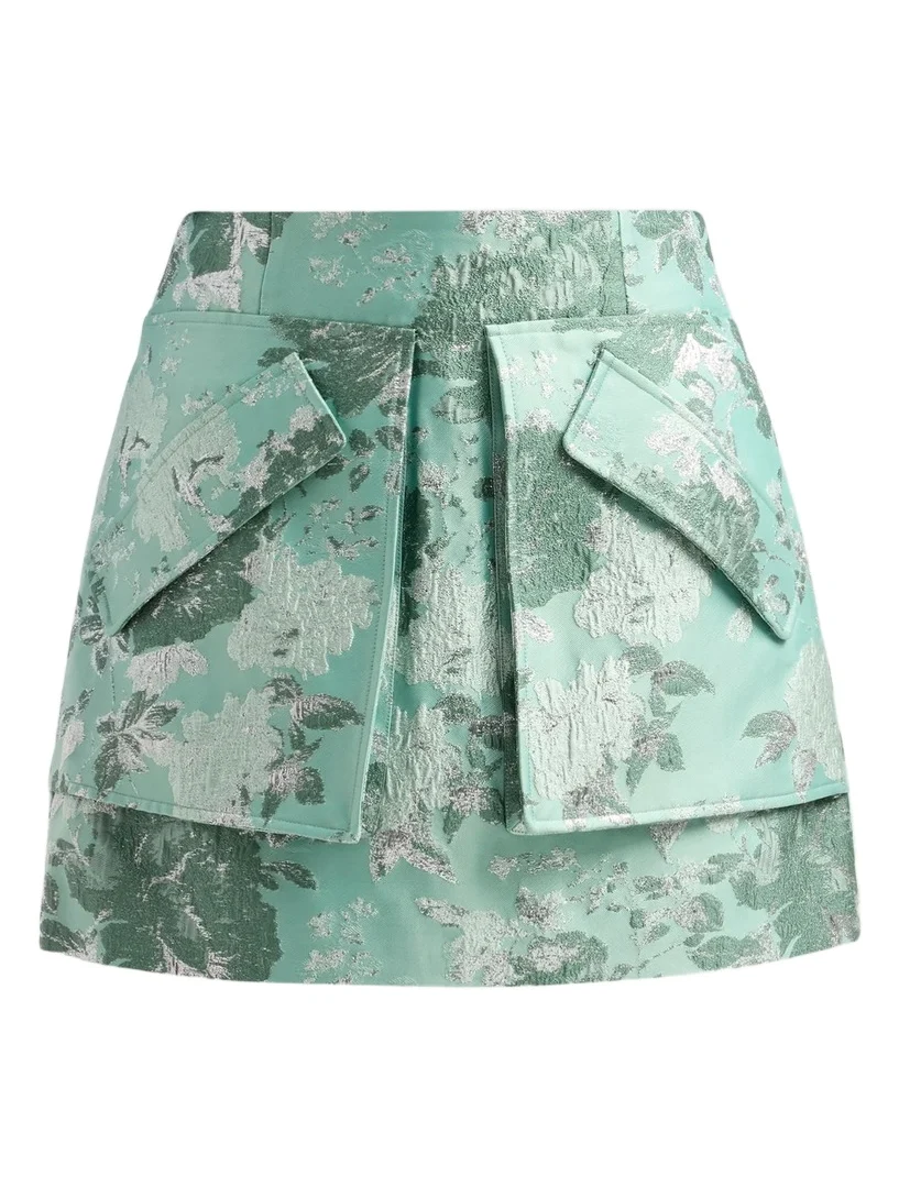 Aknvas Women's Cherry Pocket Jacquard Mini Skirt