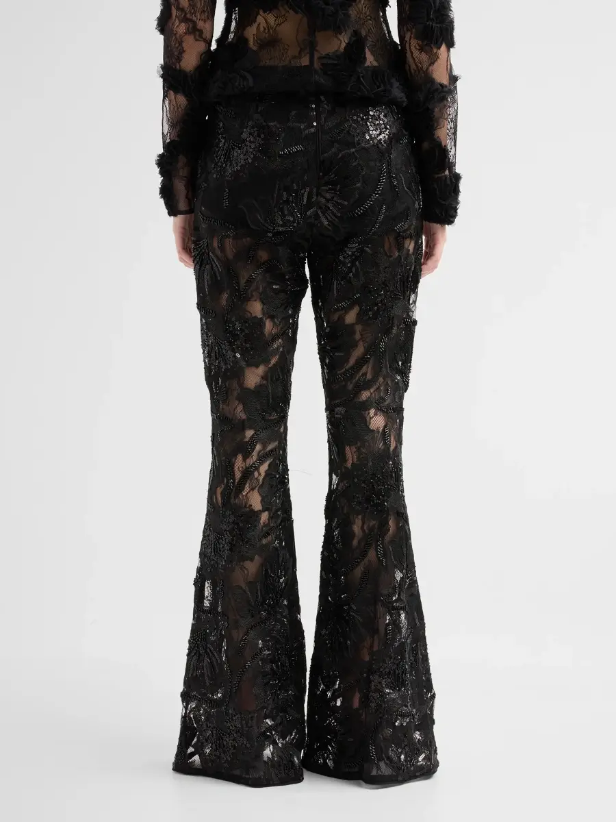 Aknvas Women's Lennon Sequin Embroidered Lace Flared Pants | Thumbnail 3 Aknvas Women's Lennon Sequin Embroidered Lace Flared Pants | Thumbnail 3