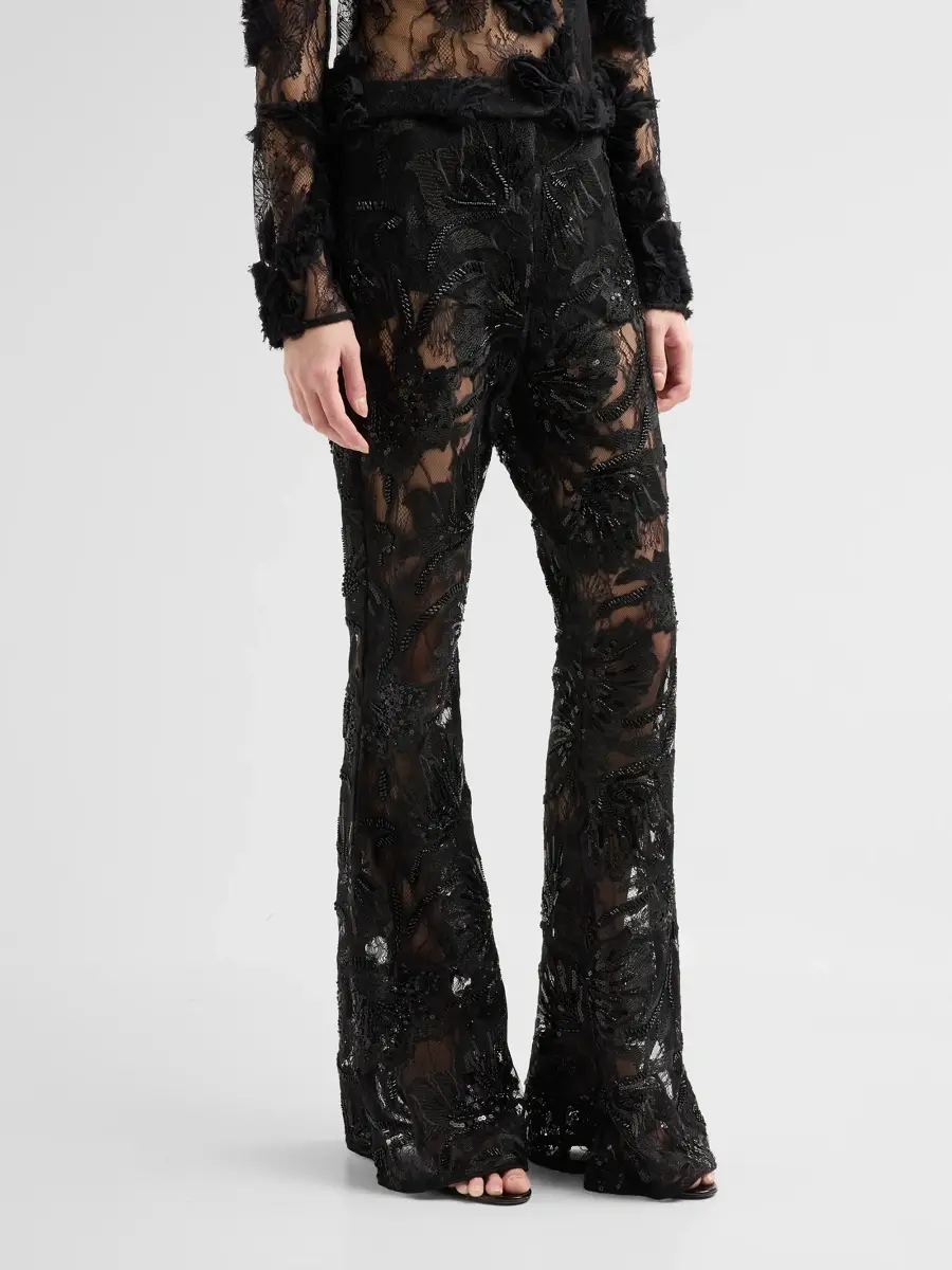 Aknvas Women's Lennon Sequin Embroidered Lace Flared Pants | Thumbnail 4 Aknvas Women's Lennon Sequin Embroidered Lace Flared Pants | Thumbnail 4