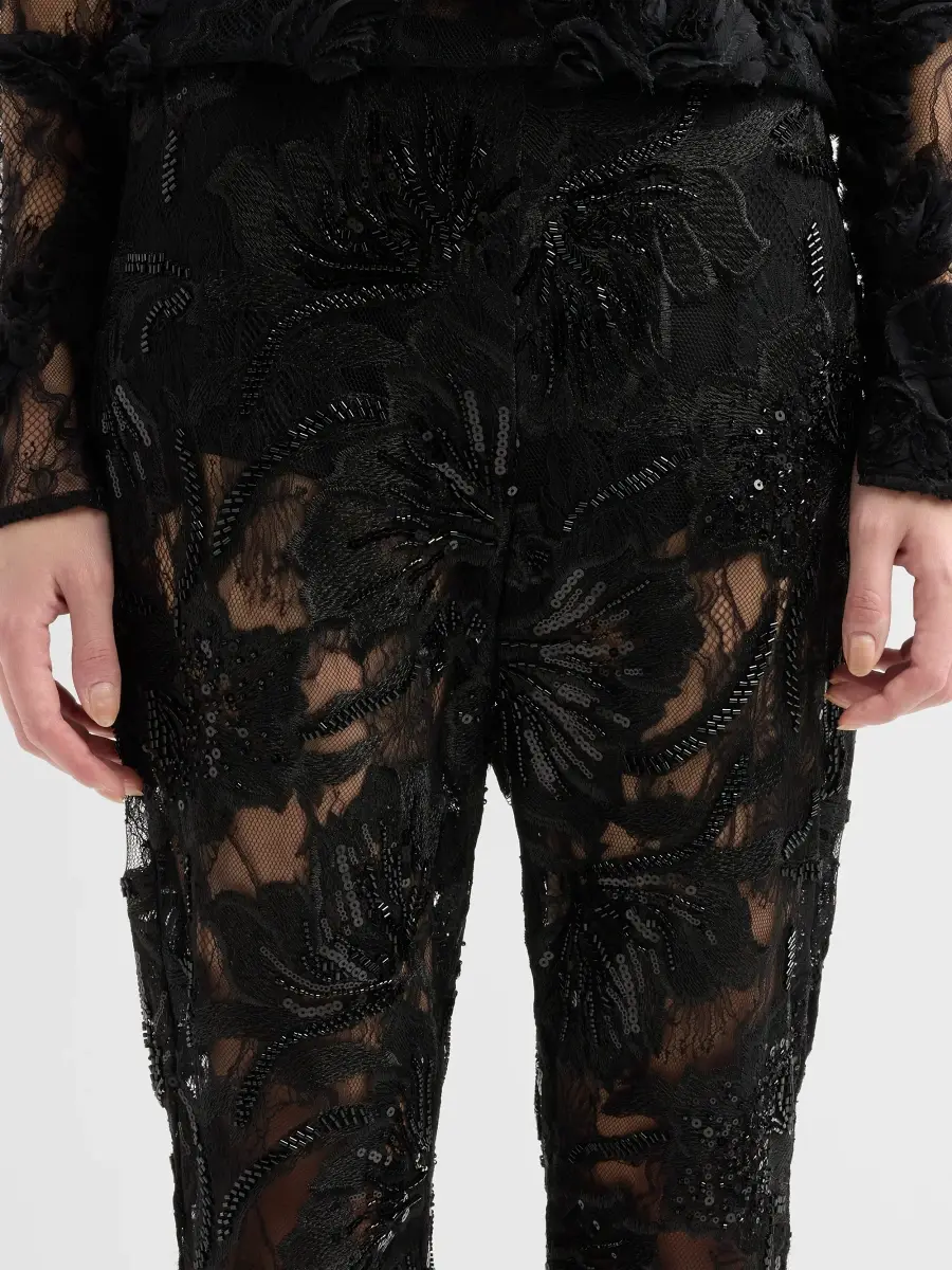 Aknvas Women's Lennon Sequin Embroidered Lace Flared Pants | Thumbnail 5 Aknvas Women's Lennon Sequin Embroidered Lace Flared Pants | Thumbnail 5