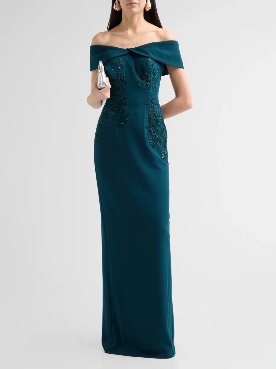 Rene Ruiz Collection Women's Embroidered Off-the-Shoulder Column Gown | Thumbnail 2 Rene Ruiz Collection Women's Embroidered Off-the-Shoulder Column Gown | Thumbnail 2