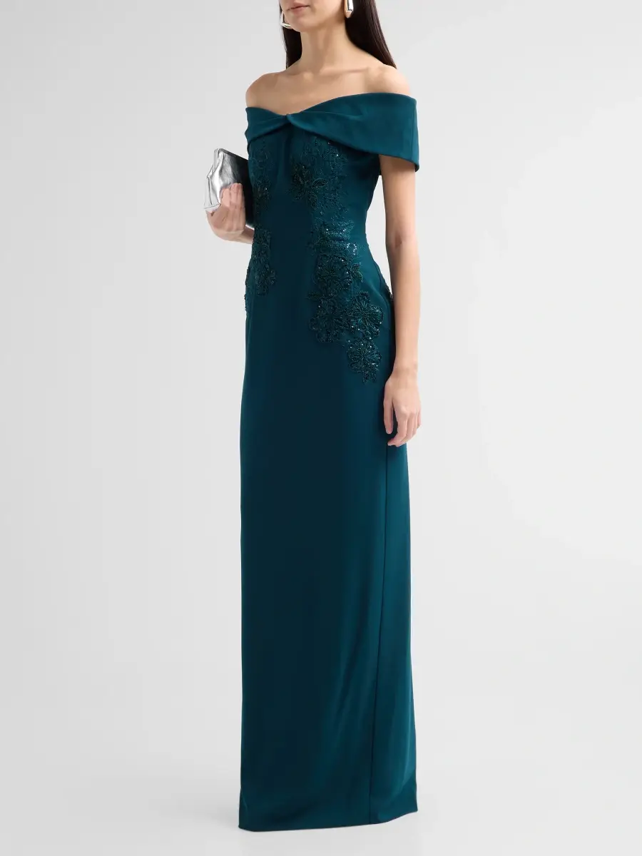 Rene Ruiz Collection Women's Embroidered Off-the-Shoulder Column Gown | Thumbnail 4 Rene Ruiz Collection Women's Embroidered Off-the-Shoulder Column Gown | Thumbnail 4