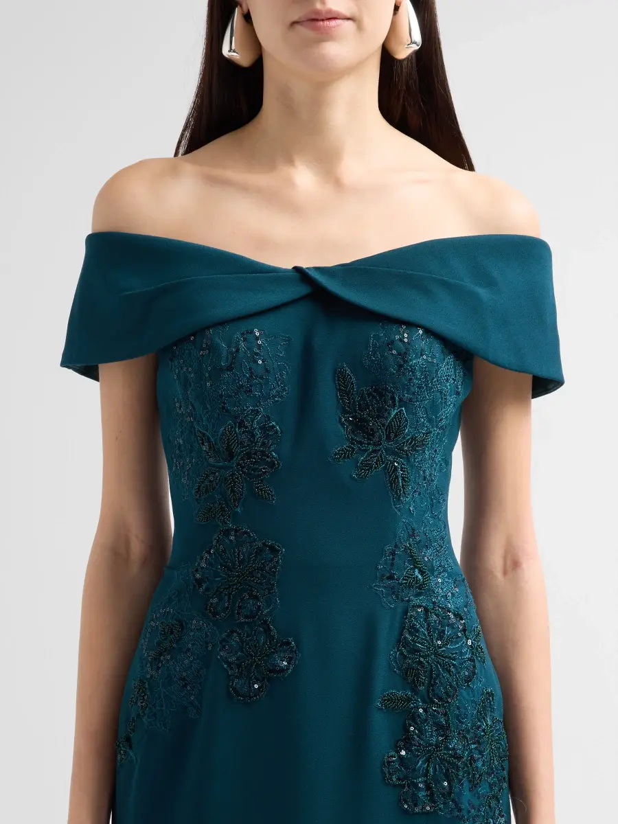 Rene Ruiz Collection Women's Embroidered Off-the-Shoulder Column Gown | Thumbnail 5 Rene Ruiz Collection Women's Embroidered Off-the-Shoulder Column Gown | Thumbnail 5