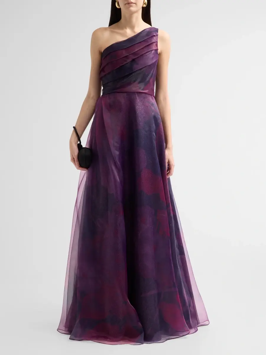 Rene Ruiz Collection Women's Floral Pleated One-Shoulder Gown | Thumbnail 2