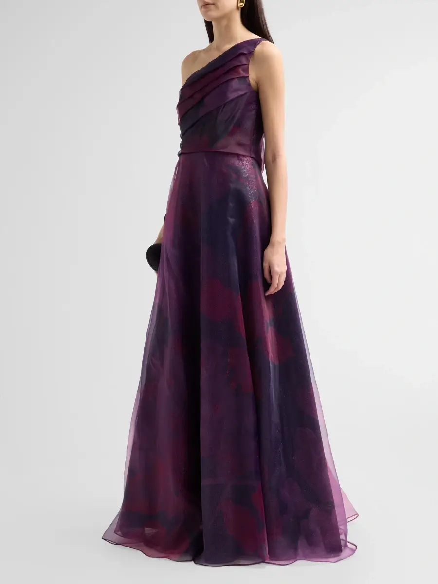 Rene Ruiz Collection Women's Floral Pleated One-Shoulder Gown | Thumbnail 4