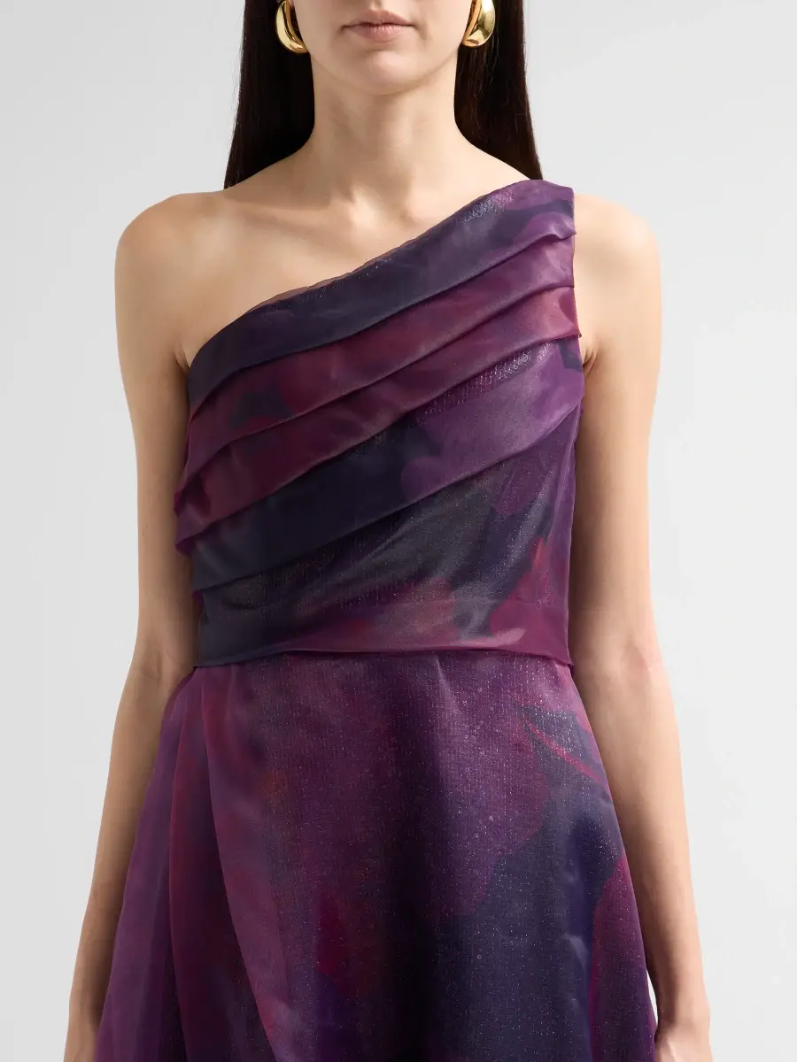 Rene Ruiz Collection Women's Floral Pleated One-Shoulder Gown | Thumbnail 5