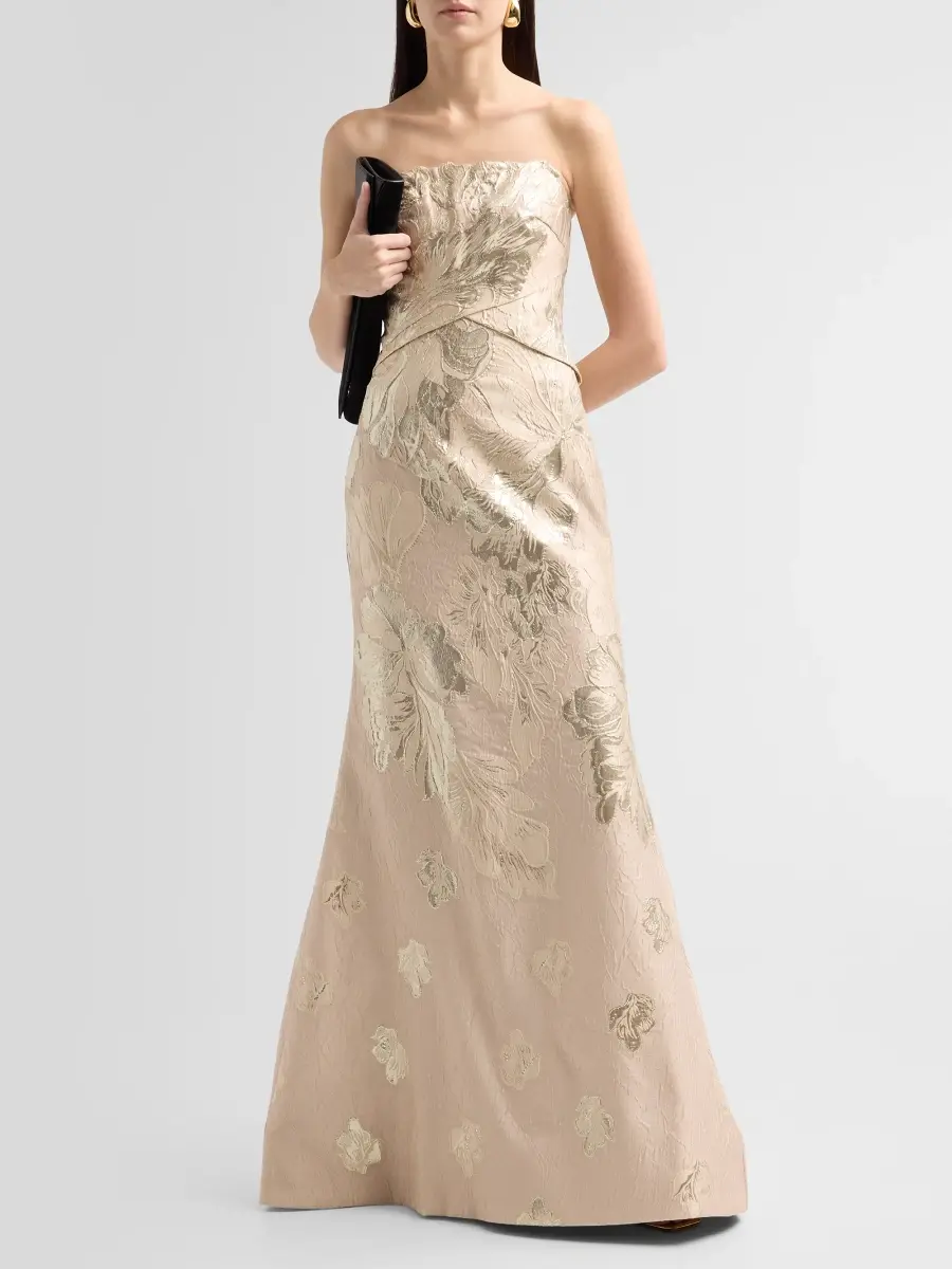 Rene Ruiz Collection Women's Floral Jacquard Strapless Mermaid Gown | Thumbnail 2