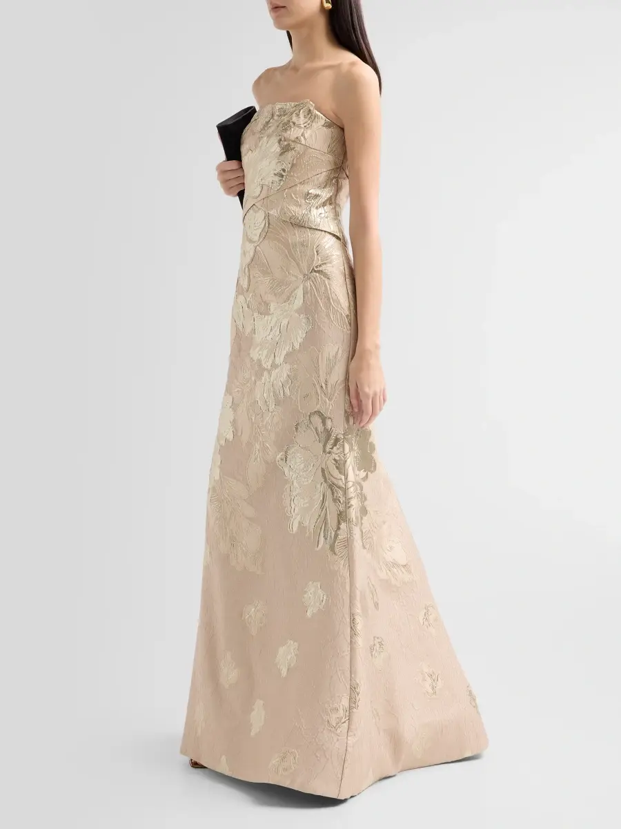 Rene Ruiz Collection Women's Floral Jacquard Strapless Mermaid Gown | Thumbnail 4