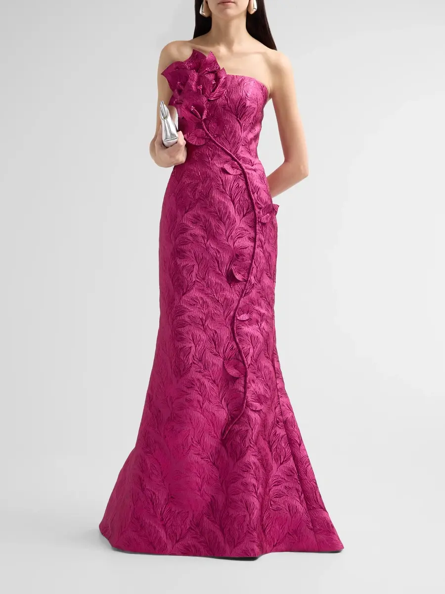 Rene Ruiz Collection Women's Floral Appliqué Crepe Mermaid Gown | Thumbnail 2 Rene Ruiz Collection Women's Floral Appliqué Crepe Mermaid Gown | Thumbnail 2