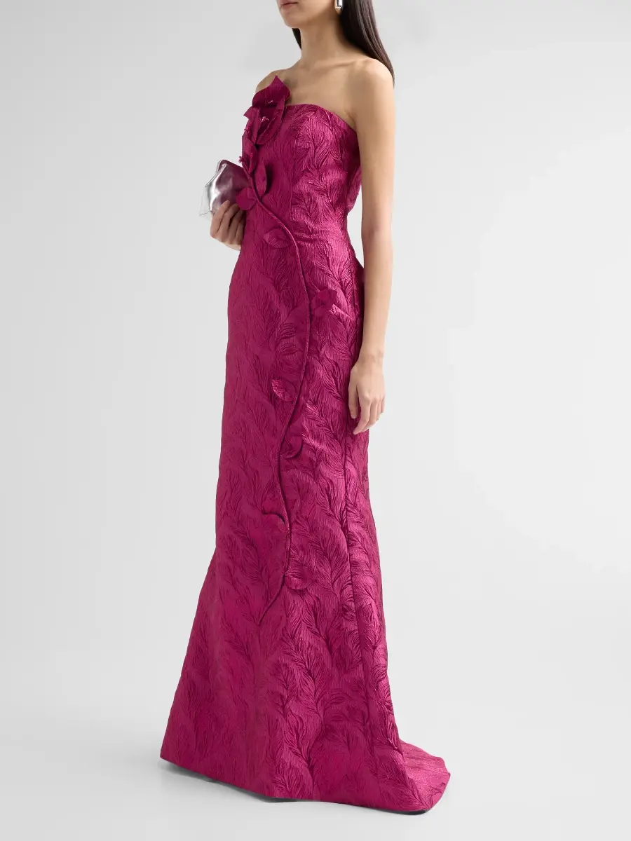 Rene Ruiz Collection Women's Floral Appliqué Crepe Mermaid Gown | Thumbnail 4 Rene Ruiz Collection Women's Floral Appliqué Crepe Mermaid Gown | Thumbnail 4
