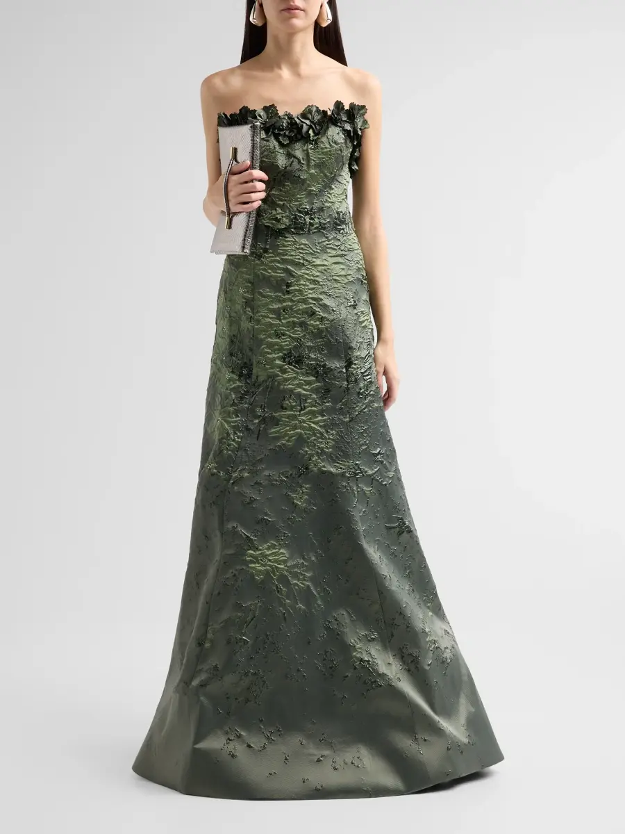 Rene Ruiz Collection Women's Jacquard Floral Appliqué Mermaid Gown | Thumbnail 2 Rene Ruiz Collection Women's Jacquard Floral Appliqué Mermaid Gown | Thumbnail 2