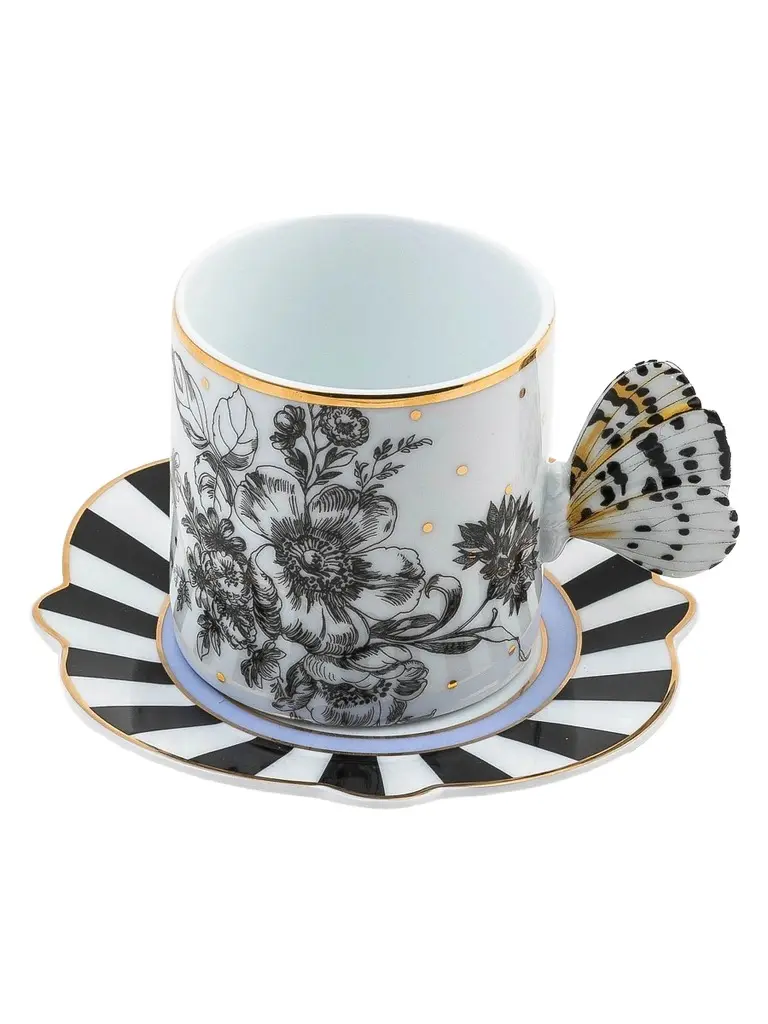 Butterfly Toile Mug & Saucer Set