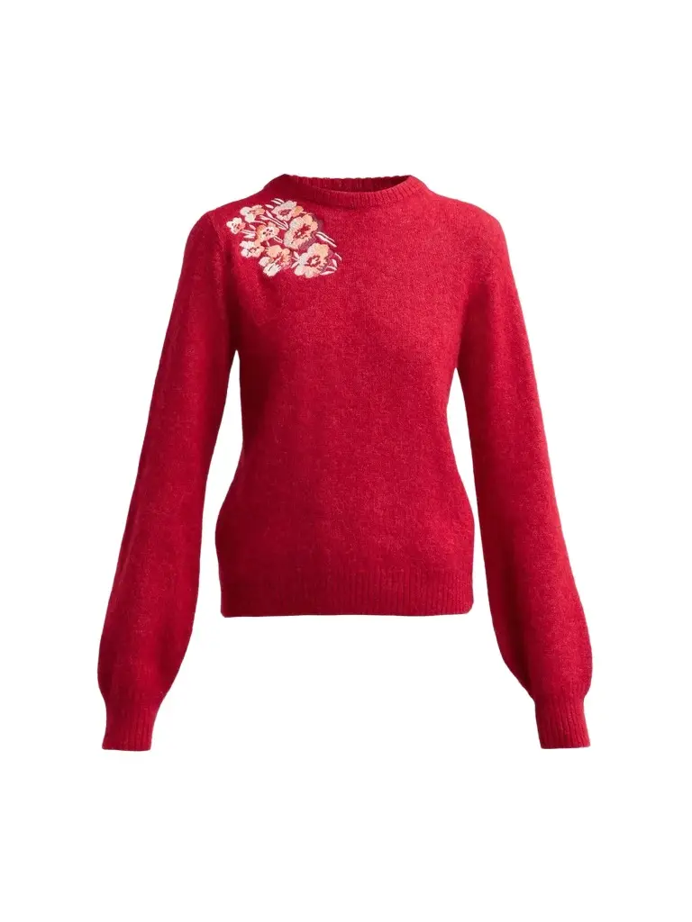 Women's Gearda Floral-Embroidered Alpaca-Blend Sweater Women's Gearda Floral-Embroidered Alpaca-Blend Sweater