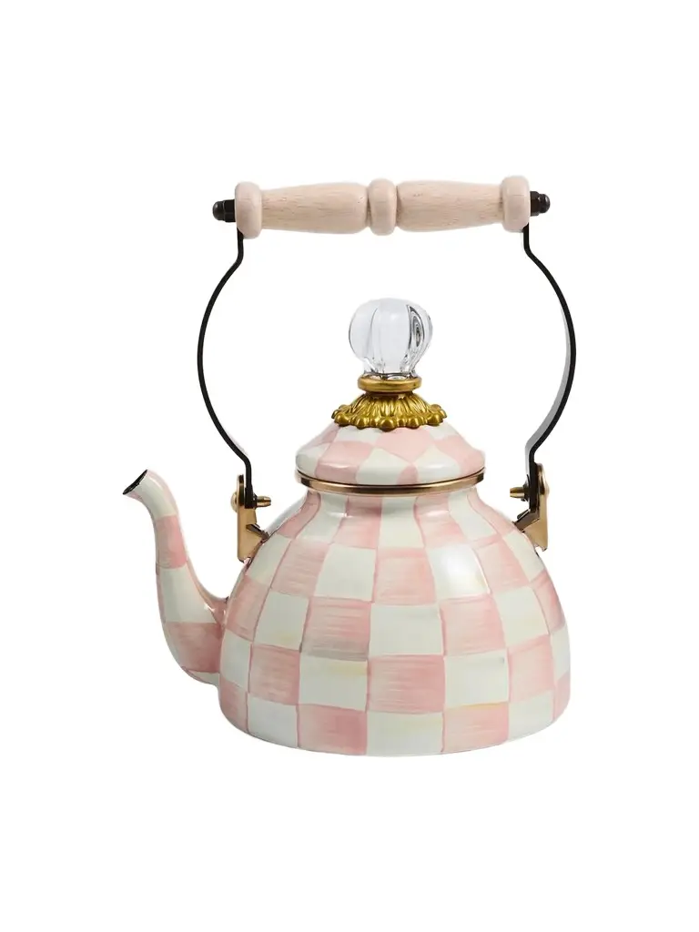 MacKenzie-Childs Rosy Check Tea Kettle