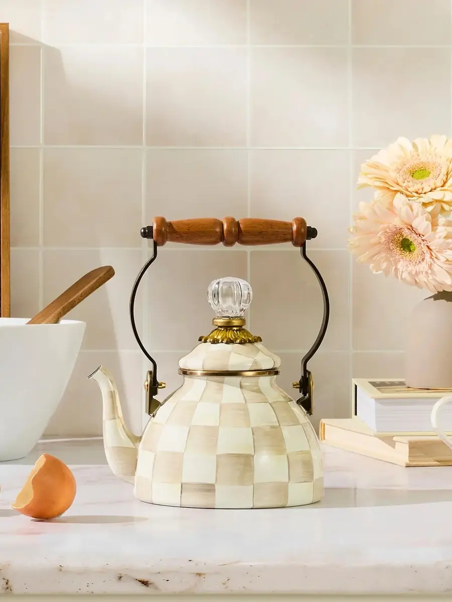 MacKenzie-Childs Mocha Check Tea Kettle | Thumbnail 2