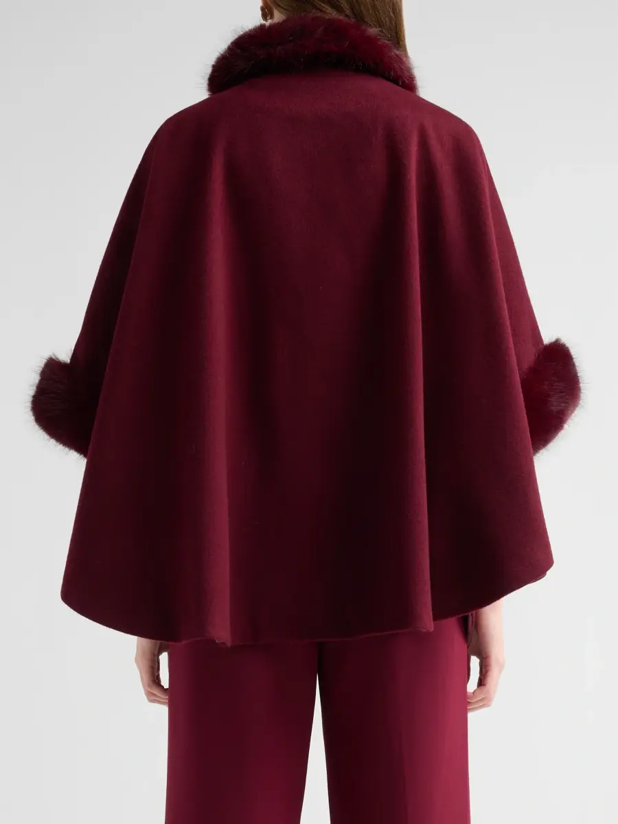 Sofia Cashmere Women's Faux-Fur Cashmere Belted Cape | Thumbnail 3 Sofia Cashmere Women's Faux-Fur Cashmere Belted Cape | Thumbnail 3