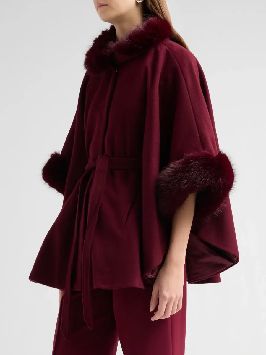 Sofia Cashmere Women's Faux-Fur Cashmere Belted Cape | Thumbnail 4 Sofia Cashmere Women's Faux-Fur Cashmere Belted Cape | Thumbnail 4