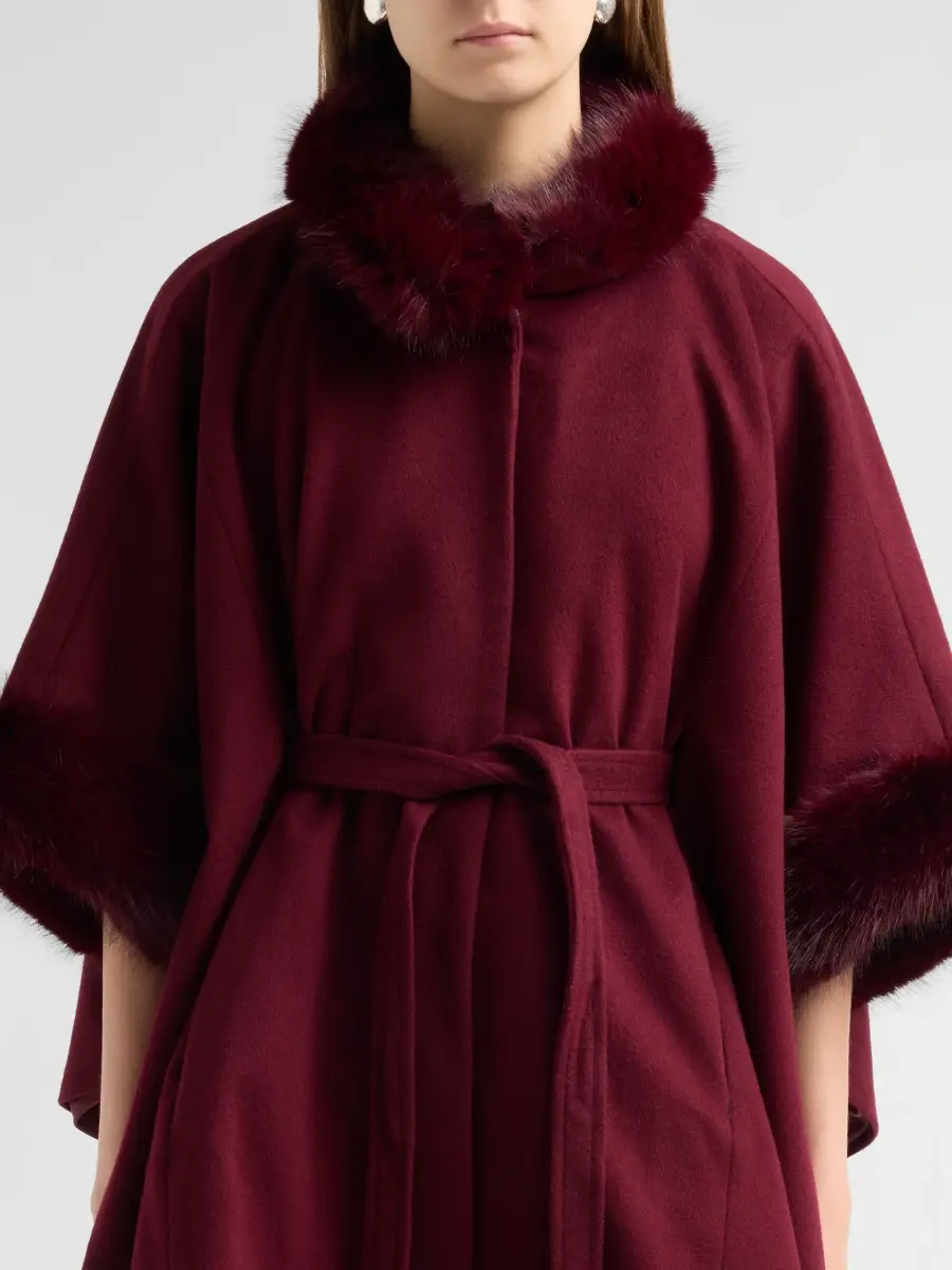 Sofia Cashmere Women's Faux-Fur Cashmere Belted Cape | Thumbnail 5 Sofia Cashmere Women's Faux-Fur Cashmere Belted Cape | Thumbnail 5