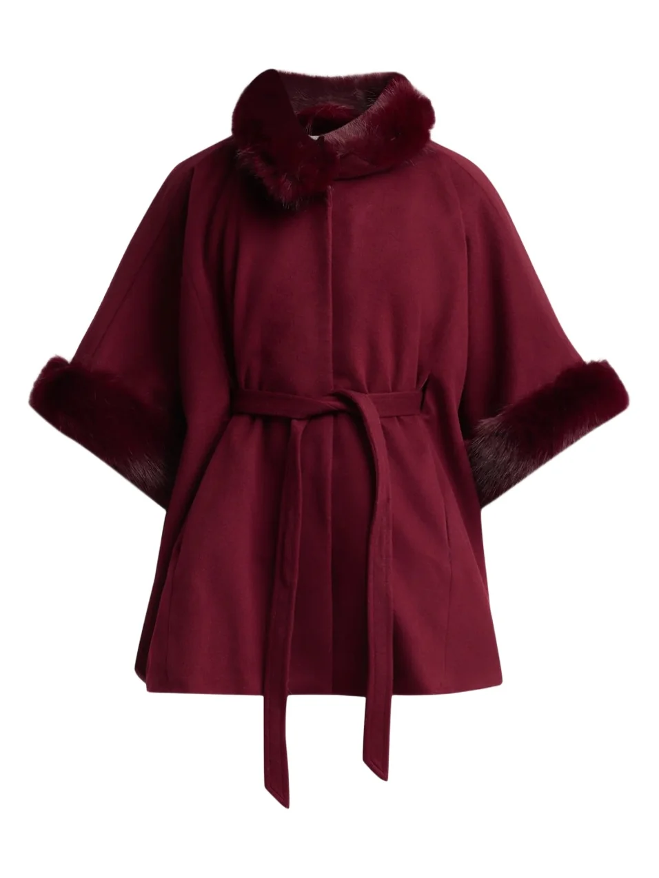 Sofia Cashmere Women's Faux-Fur Cashmere Belted Cape