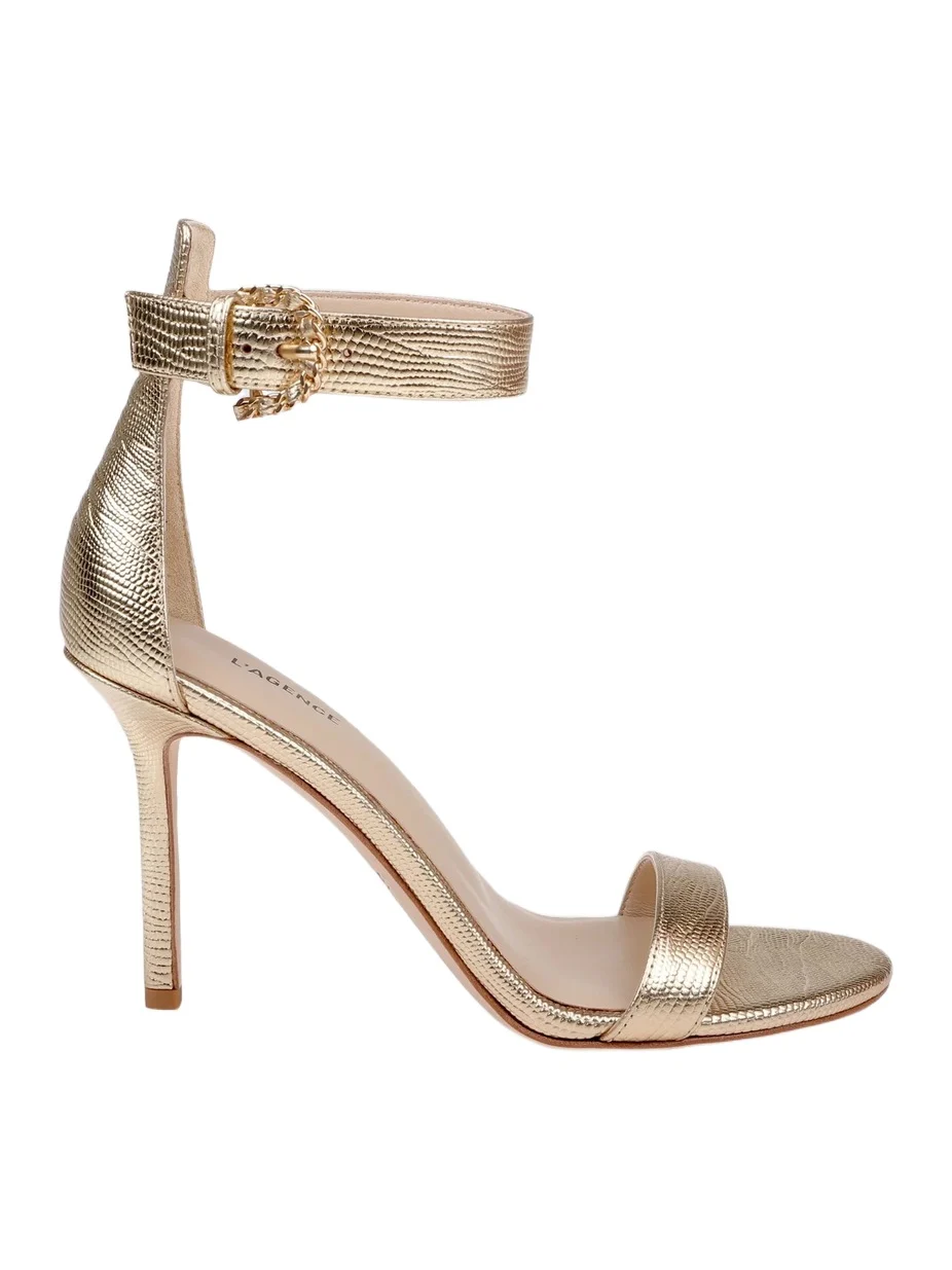 L'Agence Women's Gisele 90MM Lizard-Embossed Leather Sandals