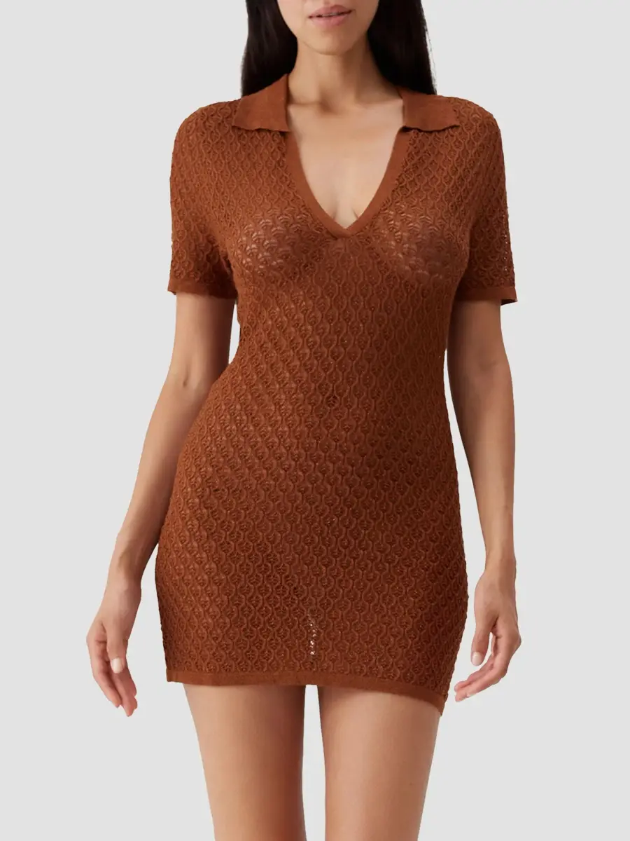 Melissa Odabash Women's Coco Open-Knit Mini Dress | Thumbnail 4