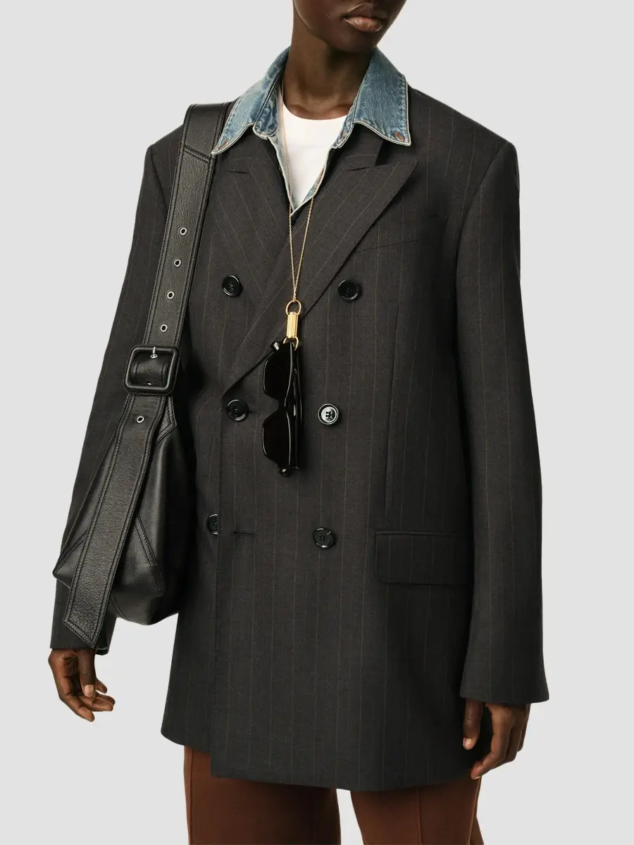 AMI PARIS Women's Pinstriped Virgin Wool-Blend Double-Breasted Blazer | Thumbnail 4 AMI PARIS Women's Pinstriped Virgin Wool-Blend Double-Breasted Blazer | Thumbnail 4