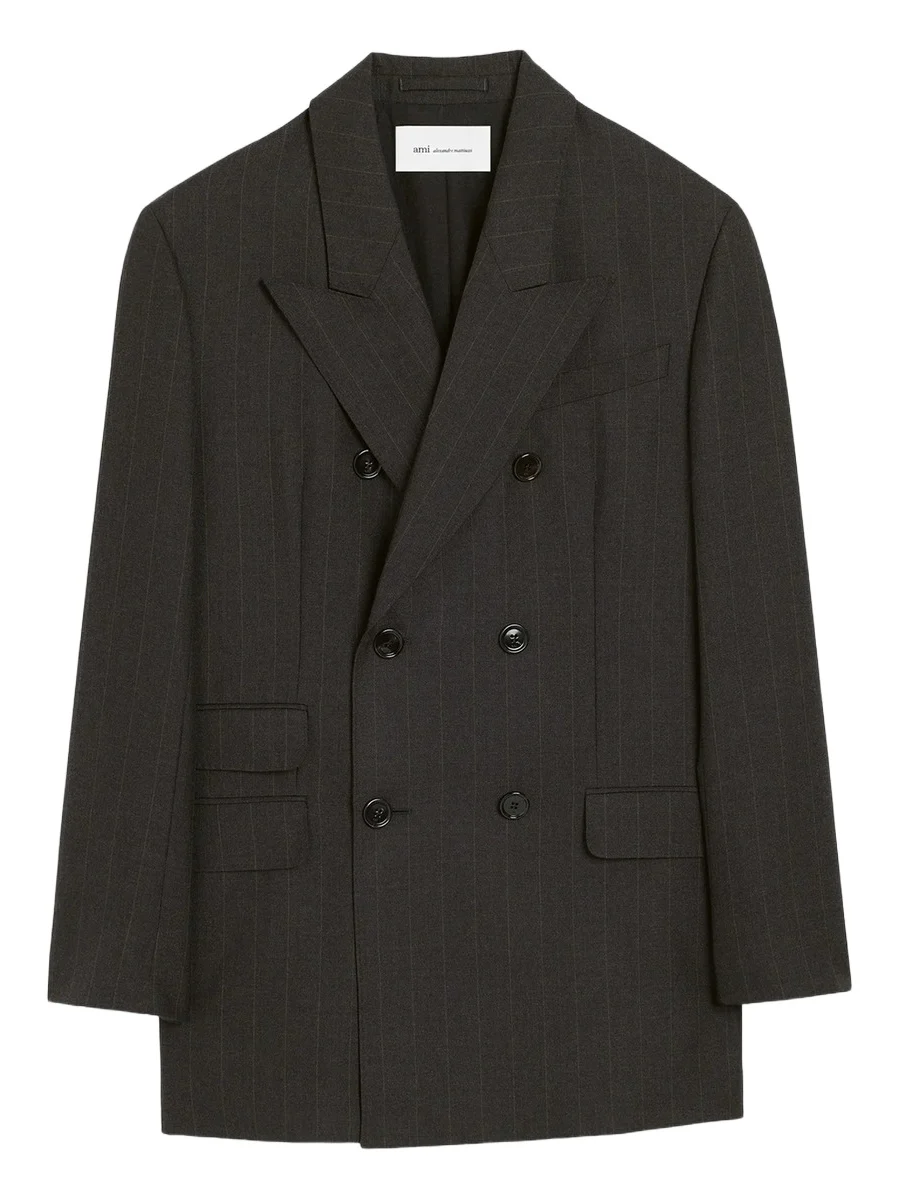 AMI PARIS Women's Pinstriped Virgin Wool-Blend Double-Breasted Blazer