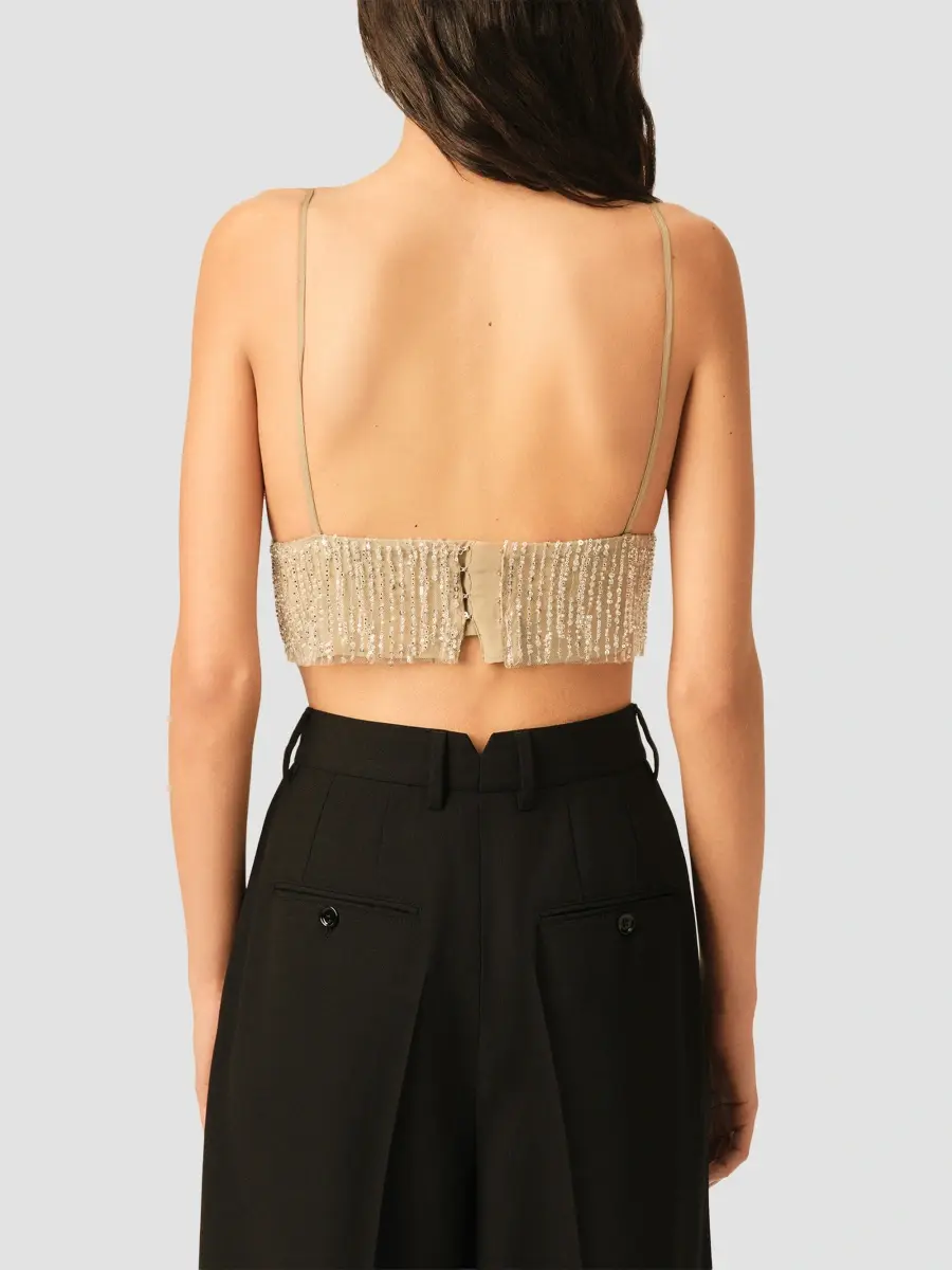 AMI PARIS Women's Embellished Crop Top | Thumbnail 3
