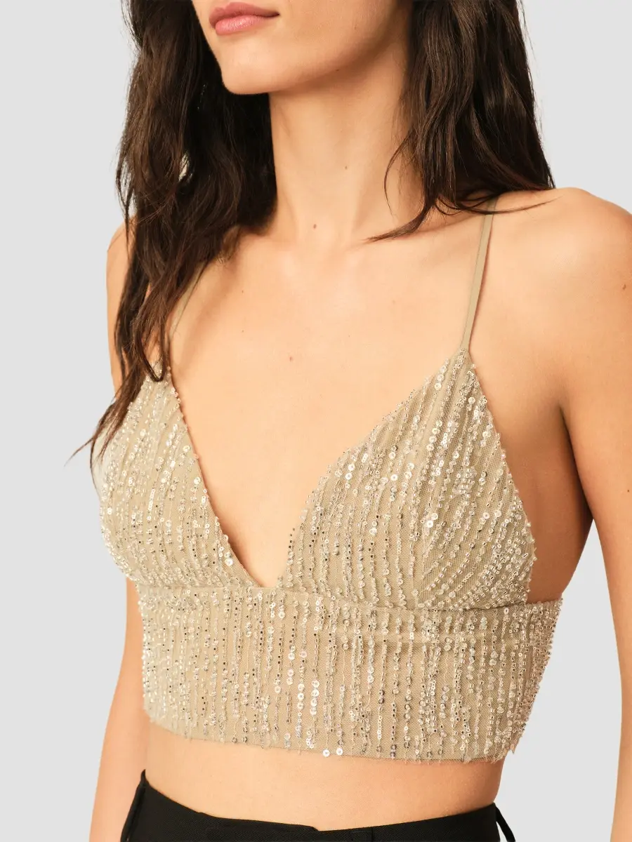 AMI PARIS Women's Embellished Crop Top | Thumbnail 6