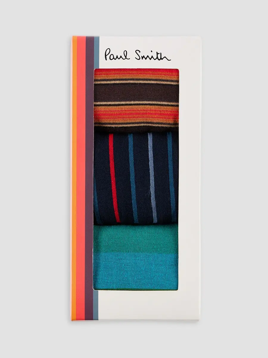 Paul Smith Men's 3-Pack Striped Cotton-Blend Socks | Thumbnail 4 Paul Smith Men's 3-Pack Striped Cotton-Blend Socks | Thumbnail 4