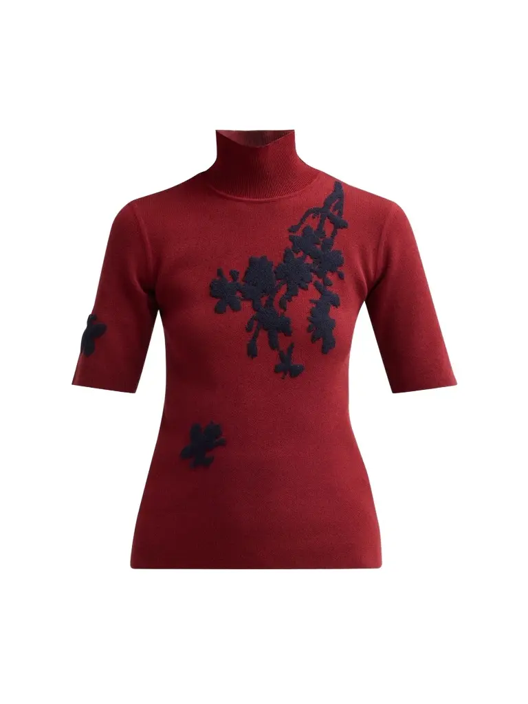 Women's Floral-Embroidered Knit Top