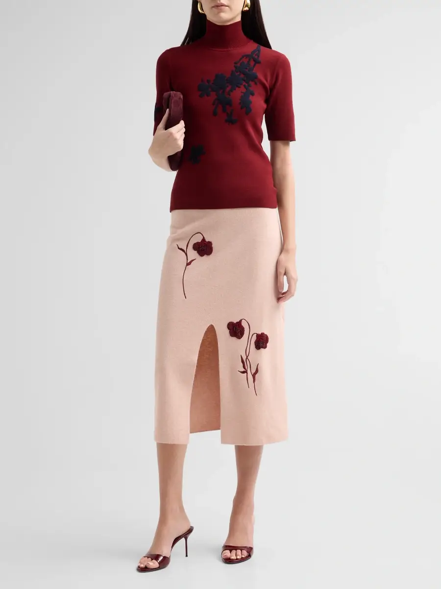 Erdem Women's Floral-Embroidered Knit Pencil Skirt | Thumbnail 2 Erdem Women's Floral-Embroidered Knit Pencil Skirt | Thumbnail 2