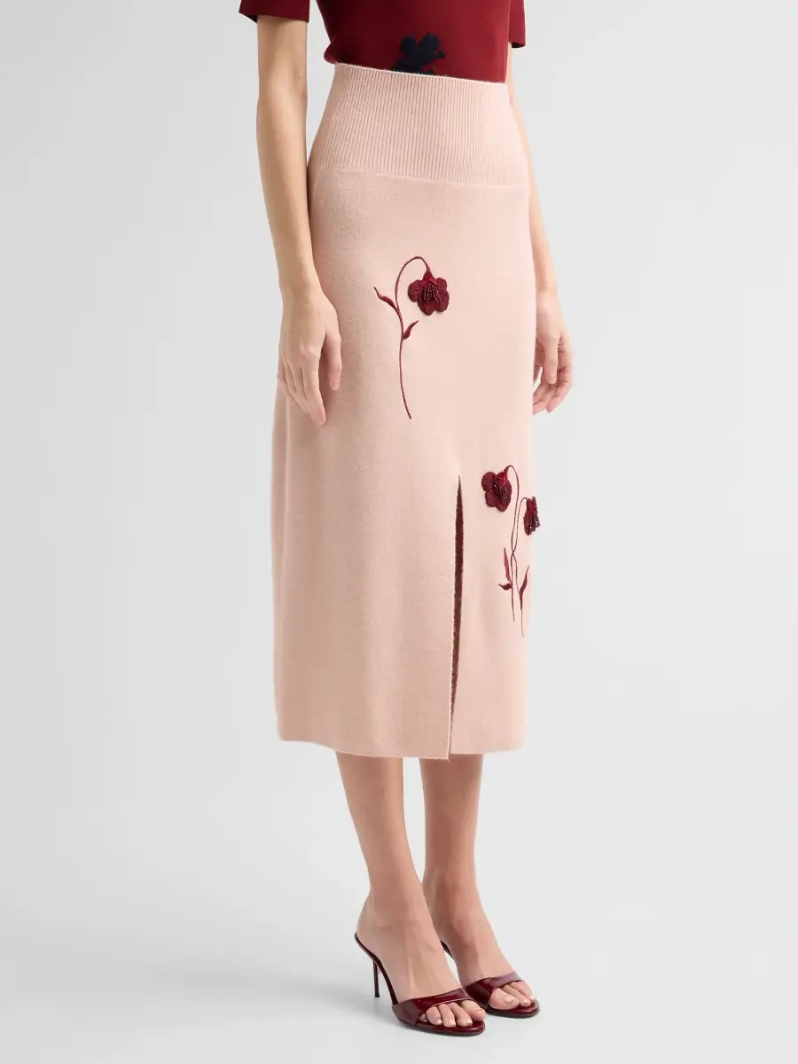 Erdem Women's Floral-Embroidered Knit Pencil Skirt | Thumbnail 4 Erdem Women's Floral-Embroidered Knit Pencil Skirt | Thumbnail 4