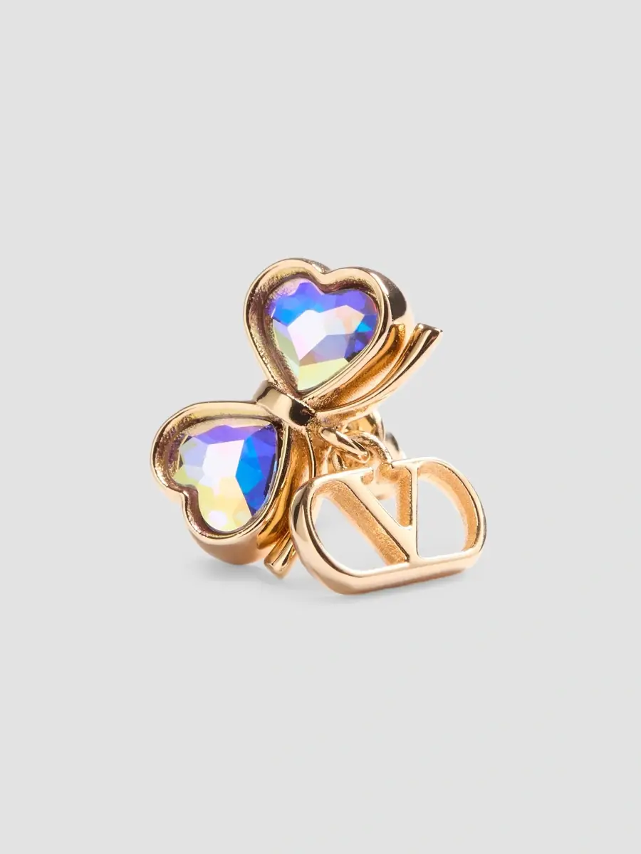 Valentino Women's VLogo Floc Earrings in Metal and Crystals - Gold Multicolor | Thumbnail 2 Valentino Women's VLogo Floc Earrings in Metal and Crystals - Gold Multicolor | Thumbnail 2