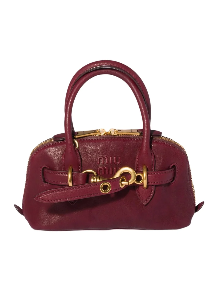 Miu Miu Women's Aventure Mini Nappa Leather Top Handle Bag
