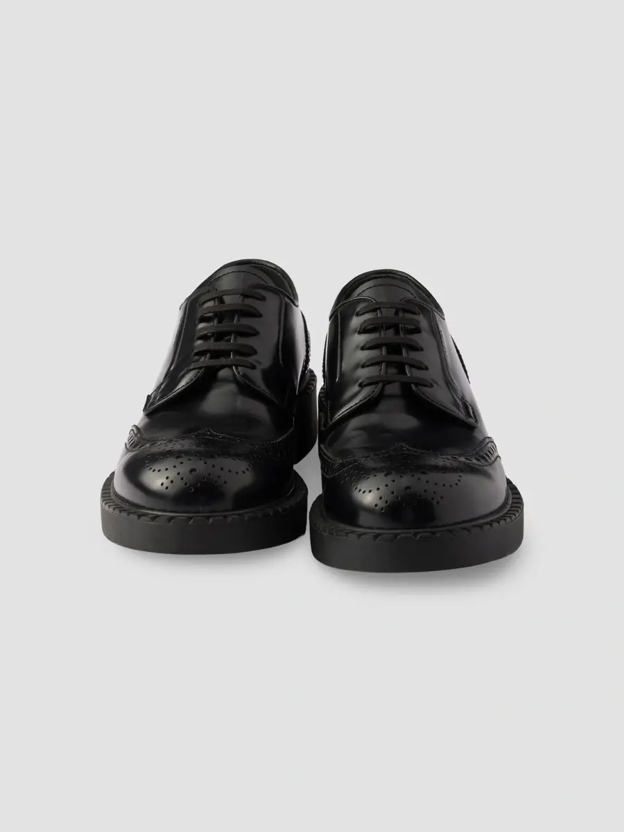 Prada Men's Chocolate Brushed Leather Derby Brogues | Thumbnail 2 Prada Men's Chocolate Brushed Leather Derby Brogues | Thumbnail 2