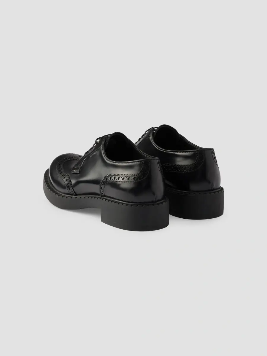 Prada Men's Chocolate Brushed Leather Derby Brogues | Thumbnail 3 Prada Men's Chocolate Brushed Leather Derby Brogues | Thumbnail 3