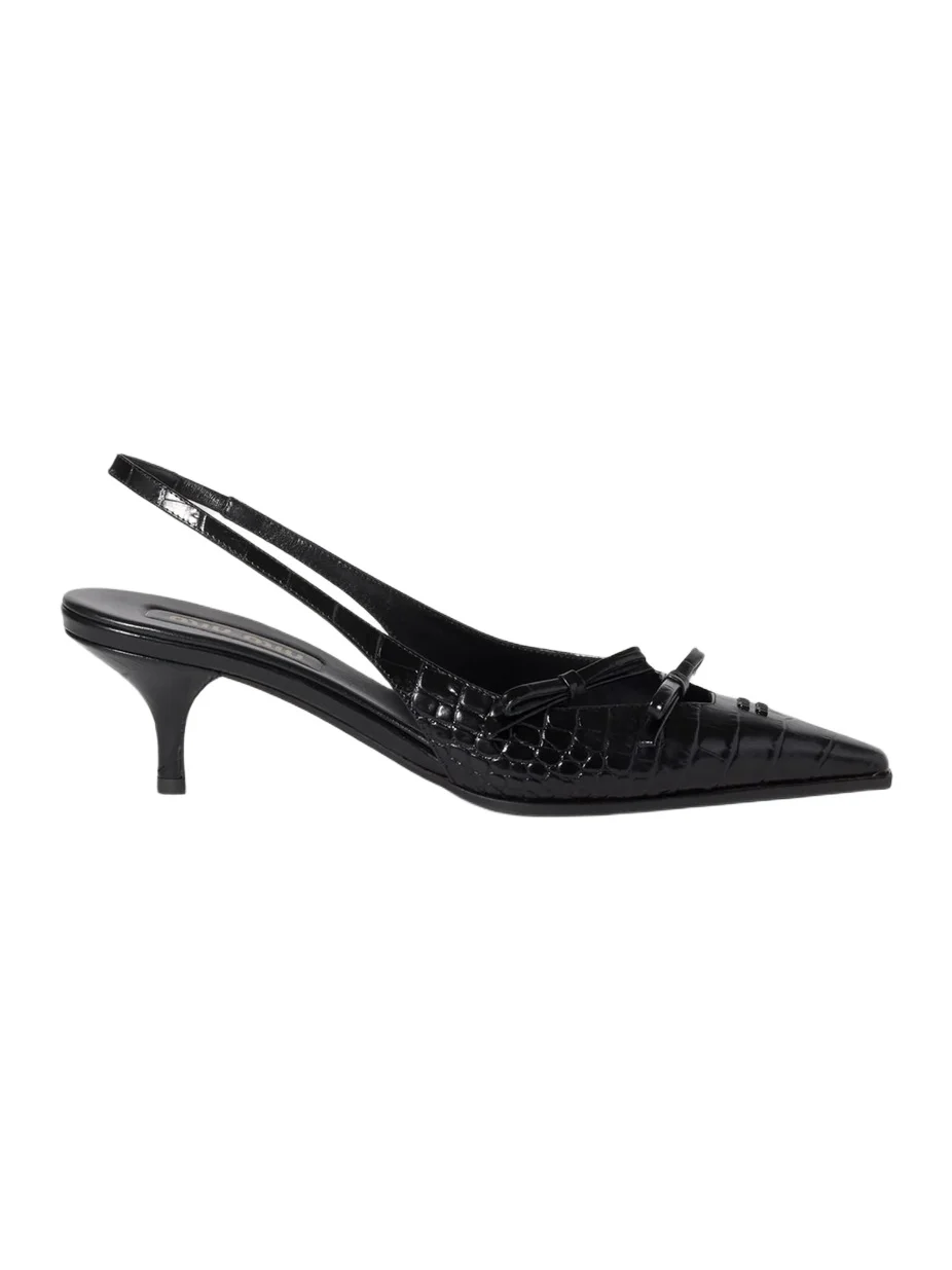 Miu Miu Women's Crocodile Embossed Calfskin Slingback Pumps