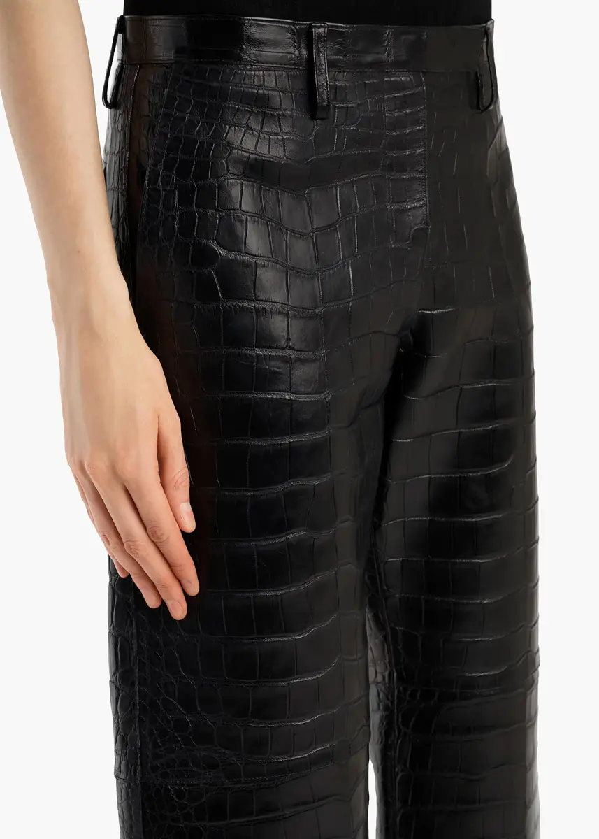 Khaite Hunter Pant In Black Croc-Embossed Leather | Thumbnail 5 Khaite Hunter Pant In Black Croc-Embossed Leather | Thumbnail 5