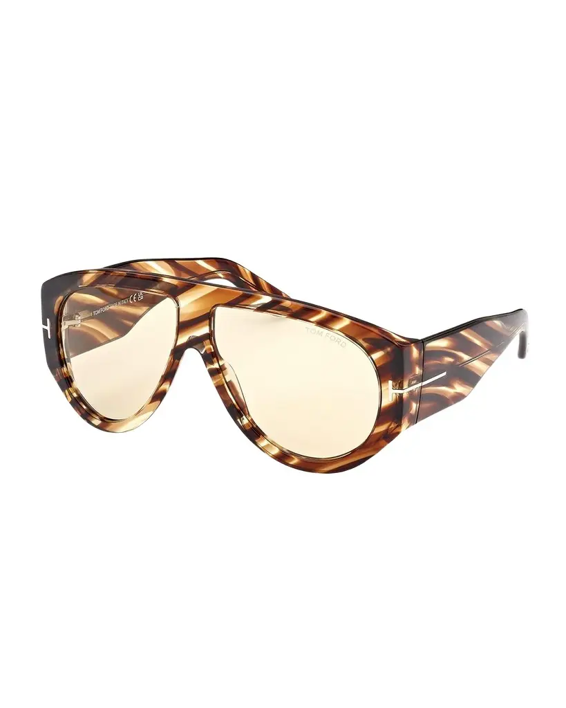 Tom Ford Patterned Round Acetate Sunglasses