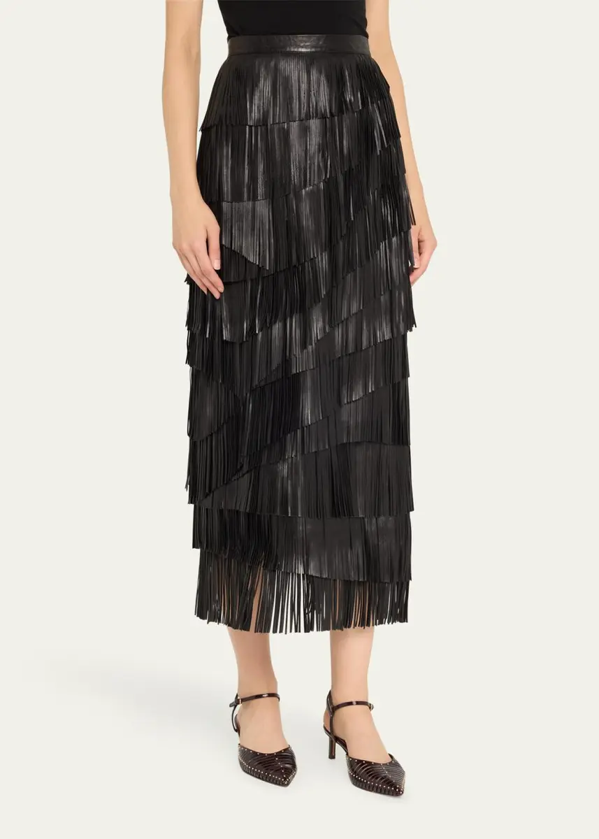 Ulla Johnson Therese Leather Fringe Skirt | Thumbnail 4