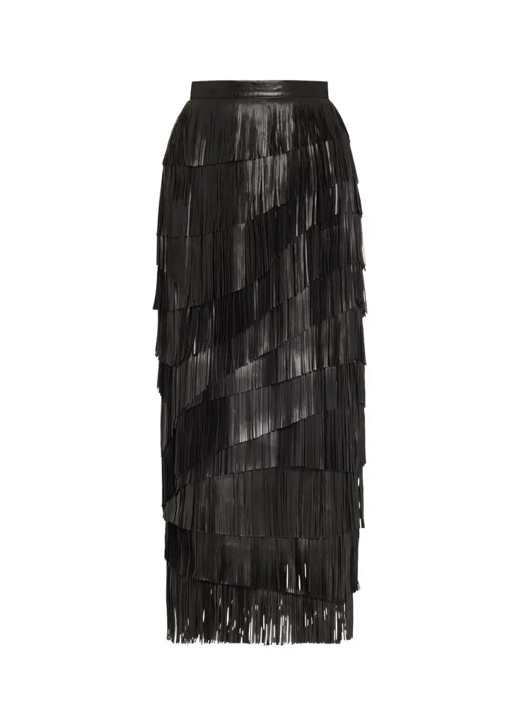 Therese Leather Fringe Skirt Therese Leather Fringe Skirt