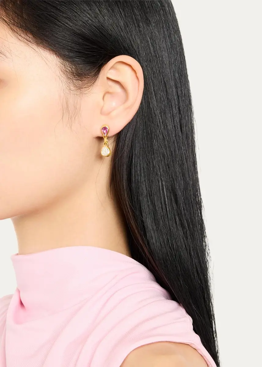 DARIUS 18K Yellow Gold Pink Sapphire & Diamond Drop Earrings, 1.69tcw | Thumbnail 2 DARIUS 18K Yellow Gold Pink Sapphire & Diamond Drop Earrings, 1.69tcw | Thumbnail 2