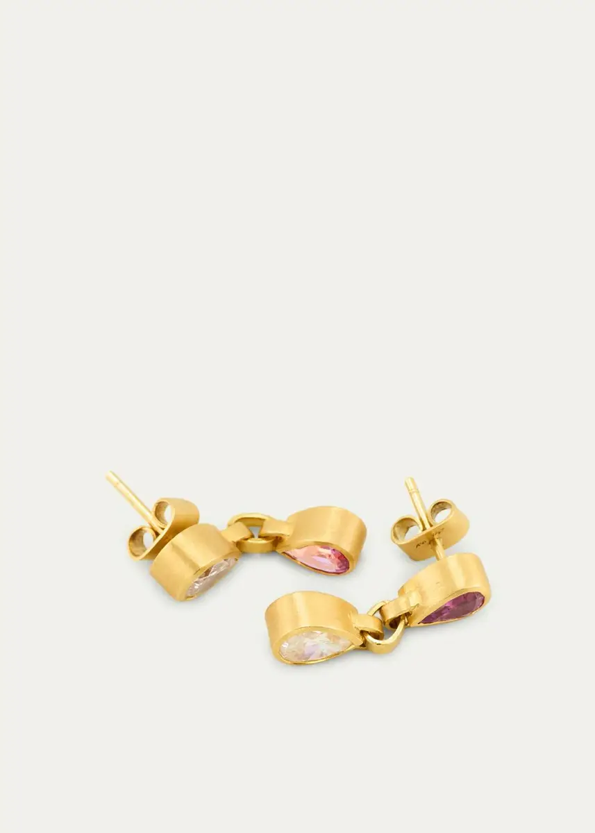 DARIUS 18K Yellow Gold Pink Sapphire & Diamond Drop Earrings, 1.69tcw | Thumbnail 3 DARIUS 18K Yellow Gold Pink Sapphire & Diamond Drop Earrings, 1.69tcw | Thumbnail 3
